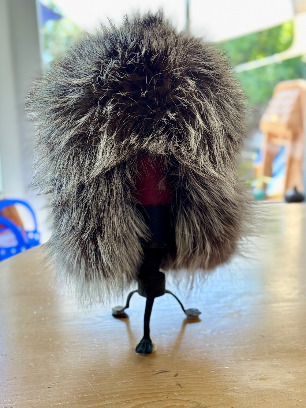 The Fur Vault Genuine Silver Fox Fur & Lamb Leather Ushanka Trapper Hat